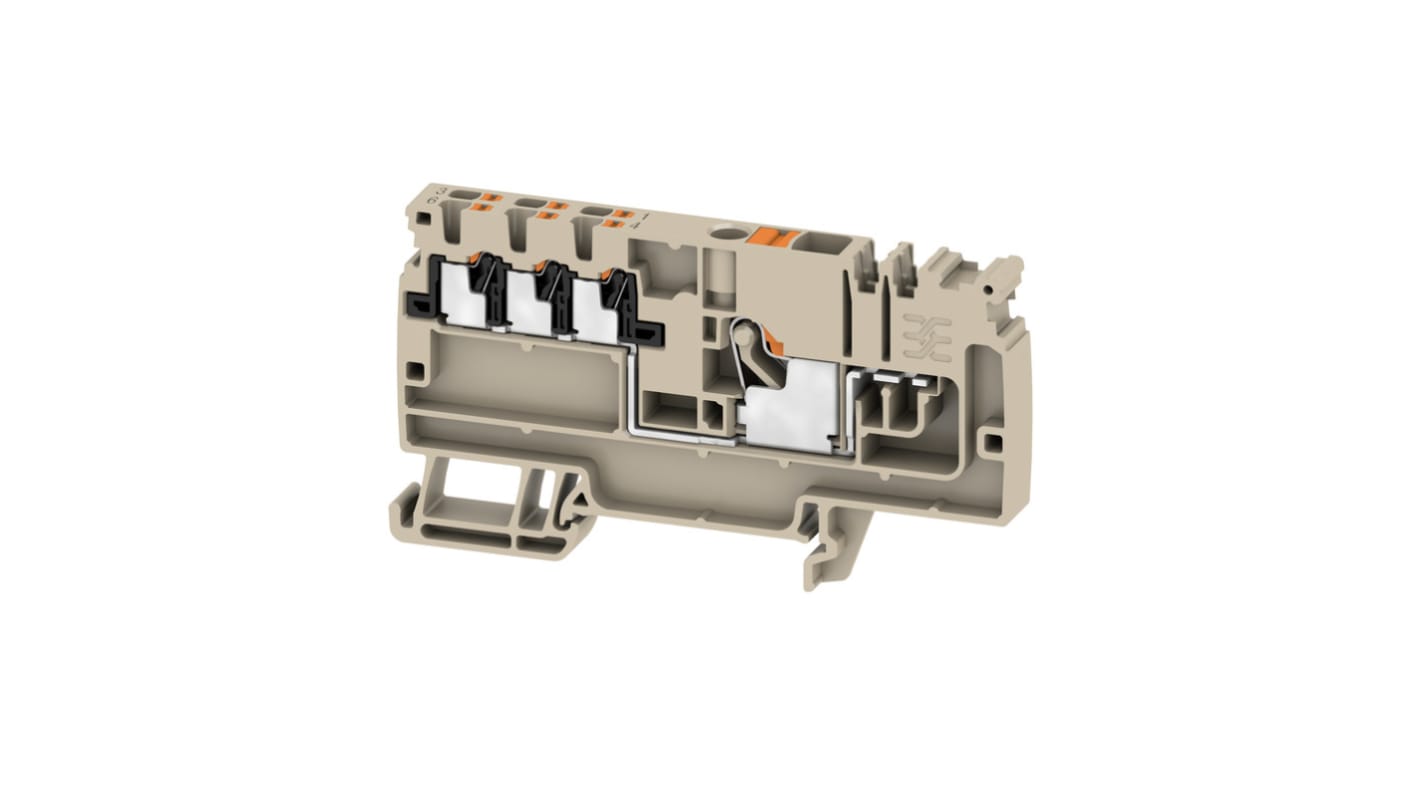 Weidmüller 2503870000 AAP Series Dark Beige, 6mm², 1-Level, Push In Termination, ATEX, IECEx