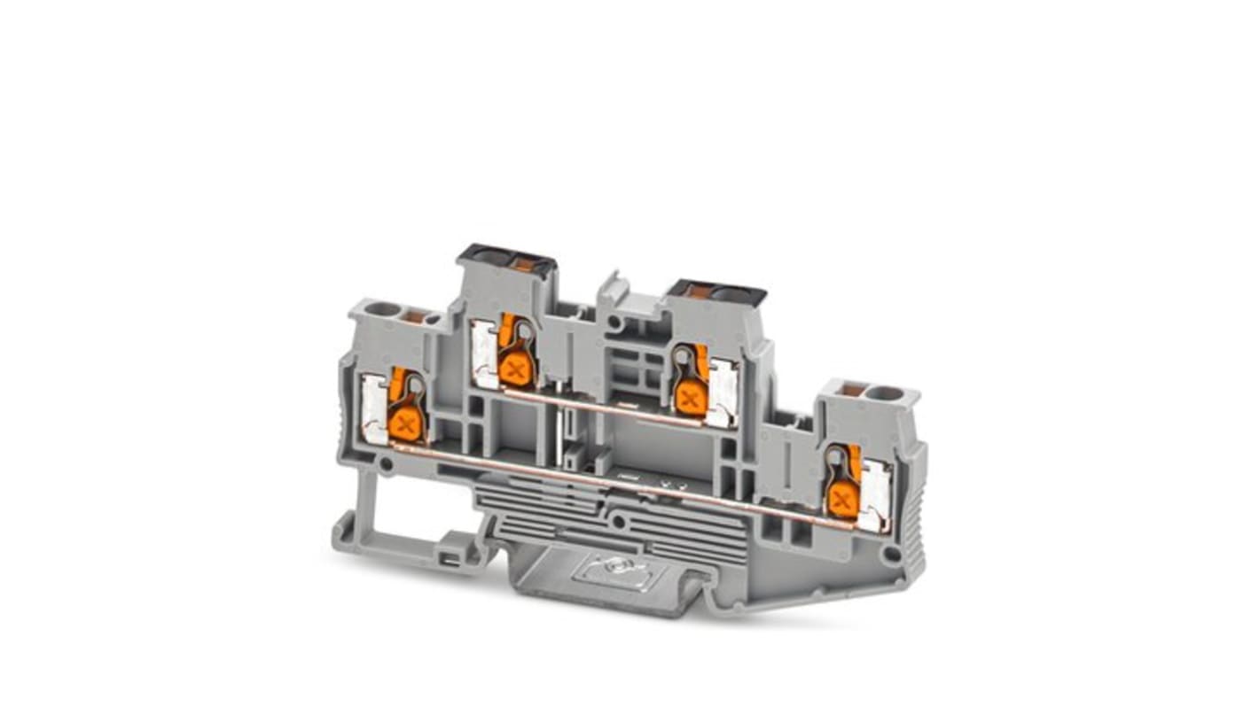 Phoenix Contact 5-PV, XTTB 2 Series Grey, 2.5mm², 2-Level, Push-X Termination