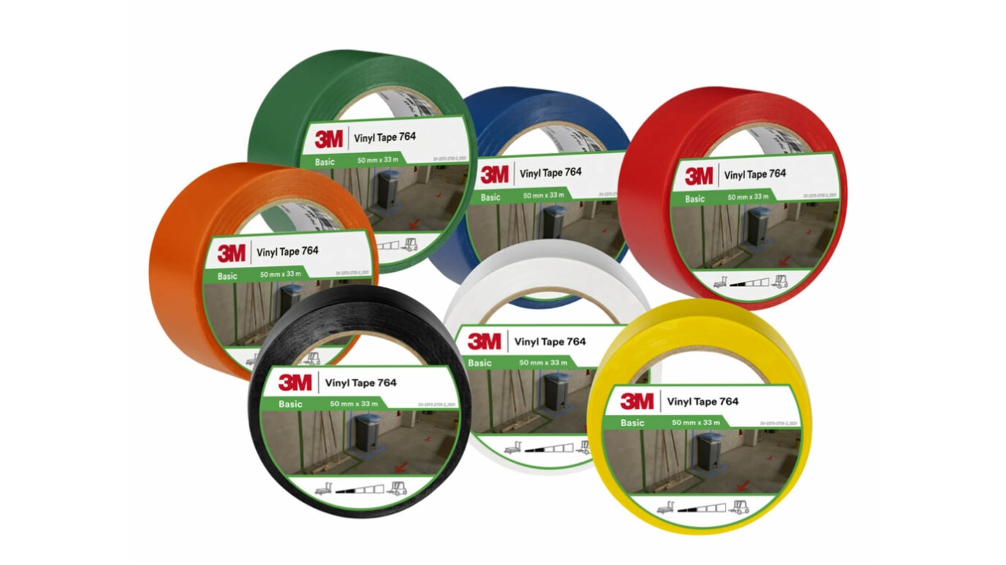 3M 764 Blue Polyvinyl Chloride 33m Floor Tape, 0.125mm Thickness