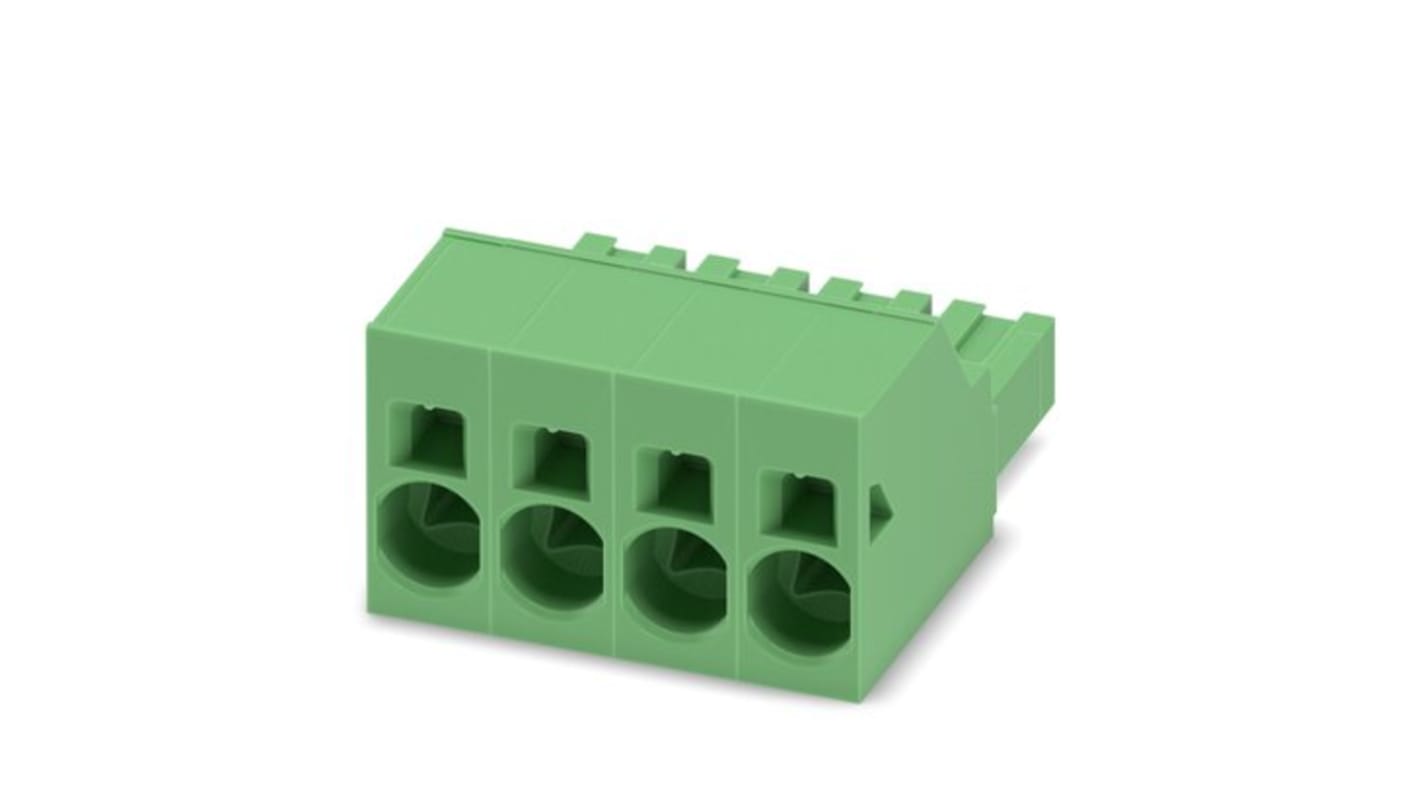 Phoenix Contact 10.16mm Pitch 4 Way Pluggable Terminal Block, Header, Push-In, Push In Spring Termination