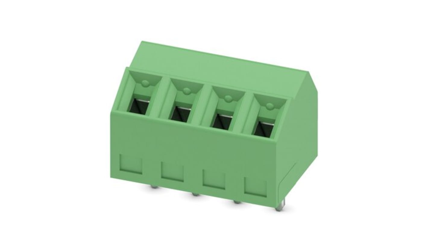 Phoenix Contact 81, SMKDS 1/ 4-3 Series PCB Terminal Block, 4-Contact, 3.81mm Pitch, Solder Mount, 1-Row, Screw