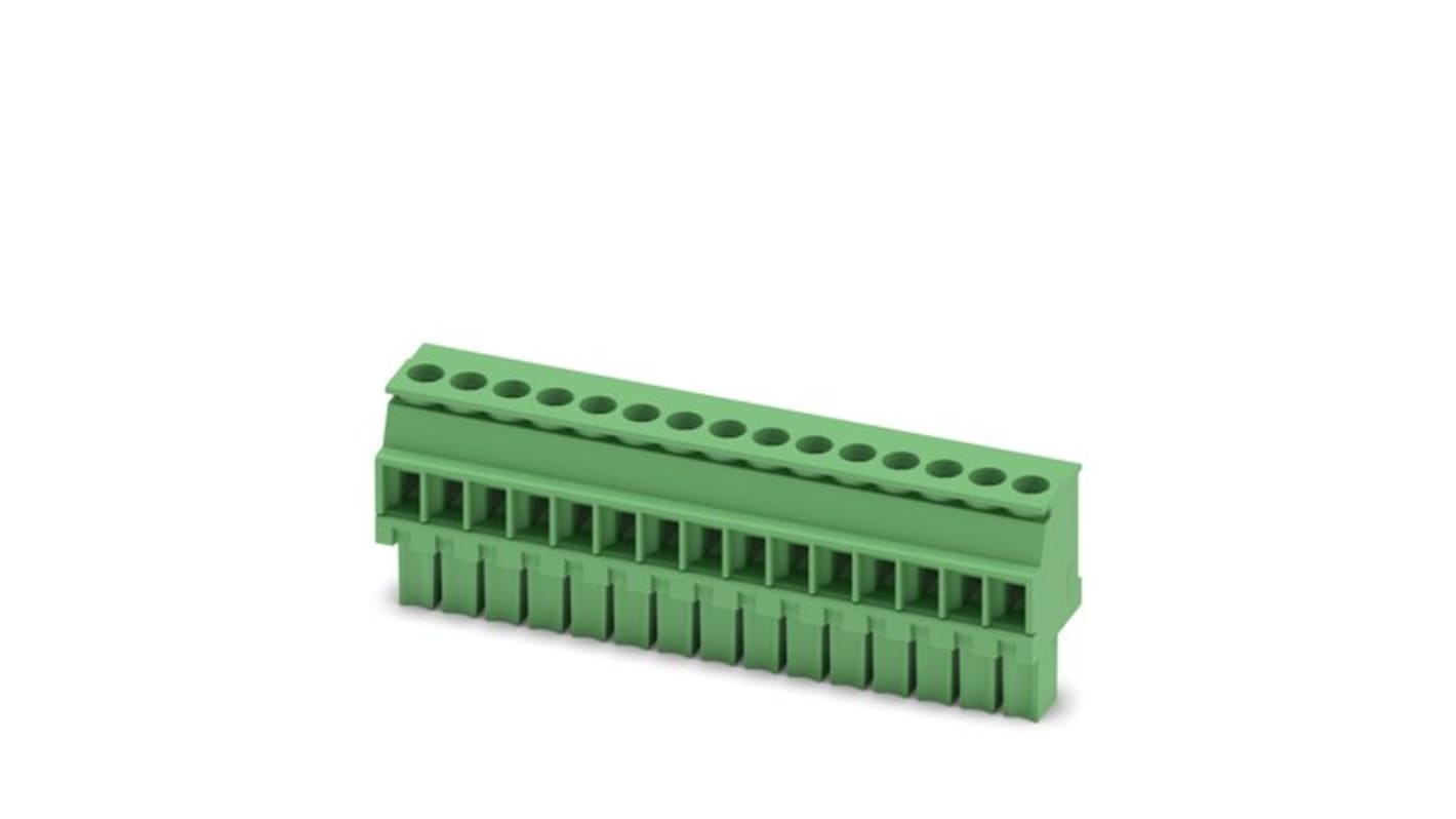 Phoenix Contact, 3.5mm Pitch, 15 Way, Pluggable Terminal Block, PCB, Plug In Termination, 1862988