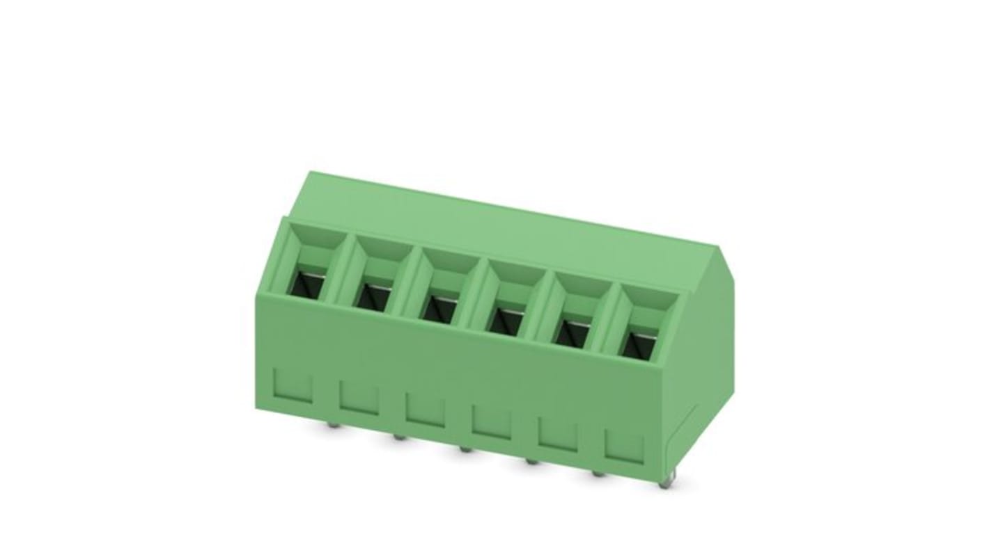 Phoenix Contact 5, SMKDS 1/ 6-3 Series PCB Terminal Block, 6-Contact, 3.5mm Pitch, Solder Mount, 1-Row, Screw