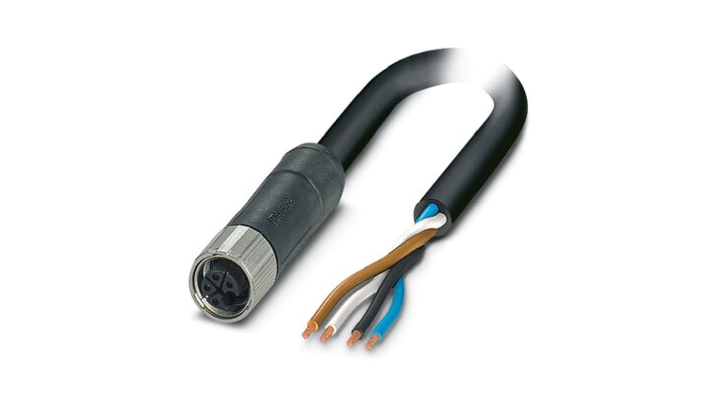 Phoenix Contact 4 Core Power Cable, 1.5 mm², 1.5m Armoured, Black, Grey Polyurethane PUR Sheath, Power, 12 A, 63 V dc