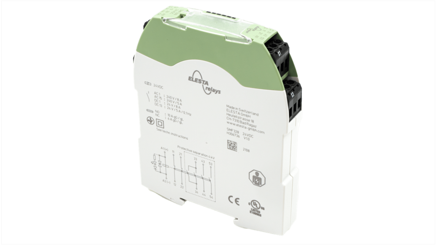 Elesta DIN Rail Force Guided Relay, 12V dc Coil Voltage, 6 Pole, 3NO/2NC