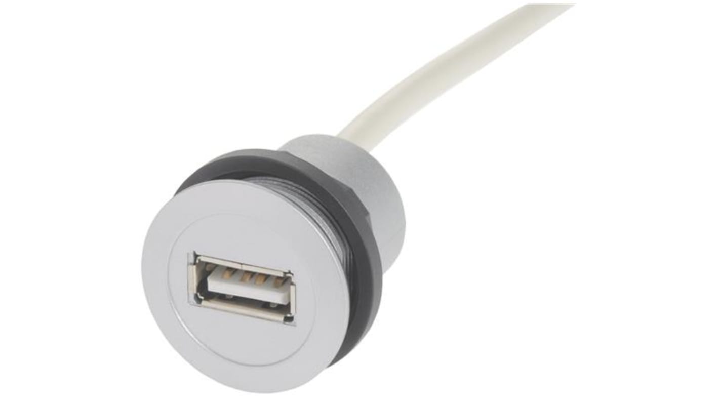 ハーティング Type-A, USB2.0 USBアダプタ, メス to オス, パネルマウント