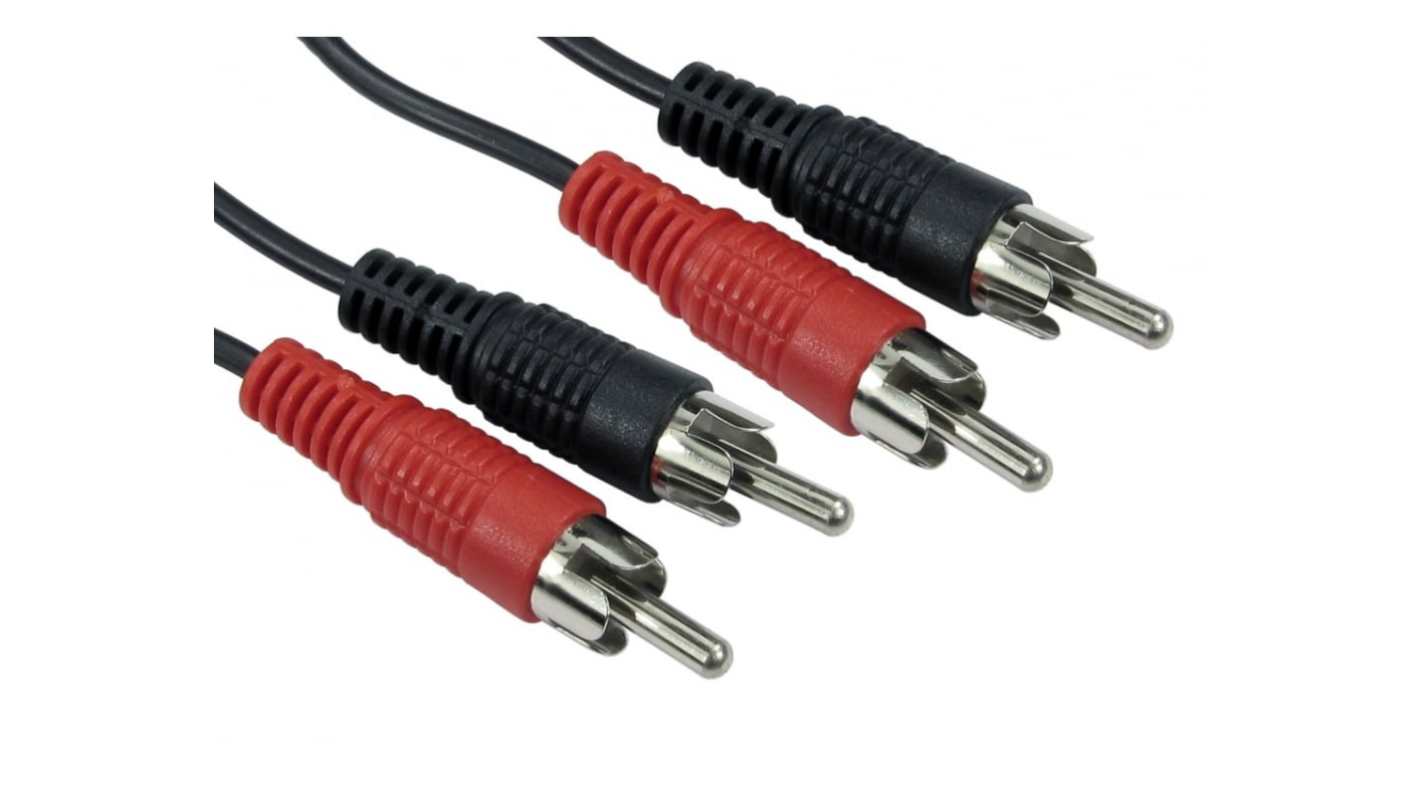 RS PRO Cinch-Kabel, RCA x 2 / RCA x 2 Stecker Stecker L. 10m Schwarz