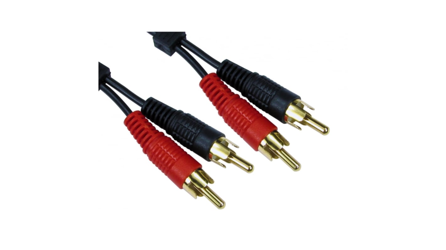 RS PRO Male RCA x 2 to Male RCA x 2 RCA Cable, Black, 15m