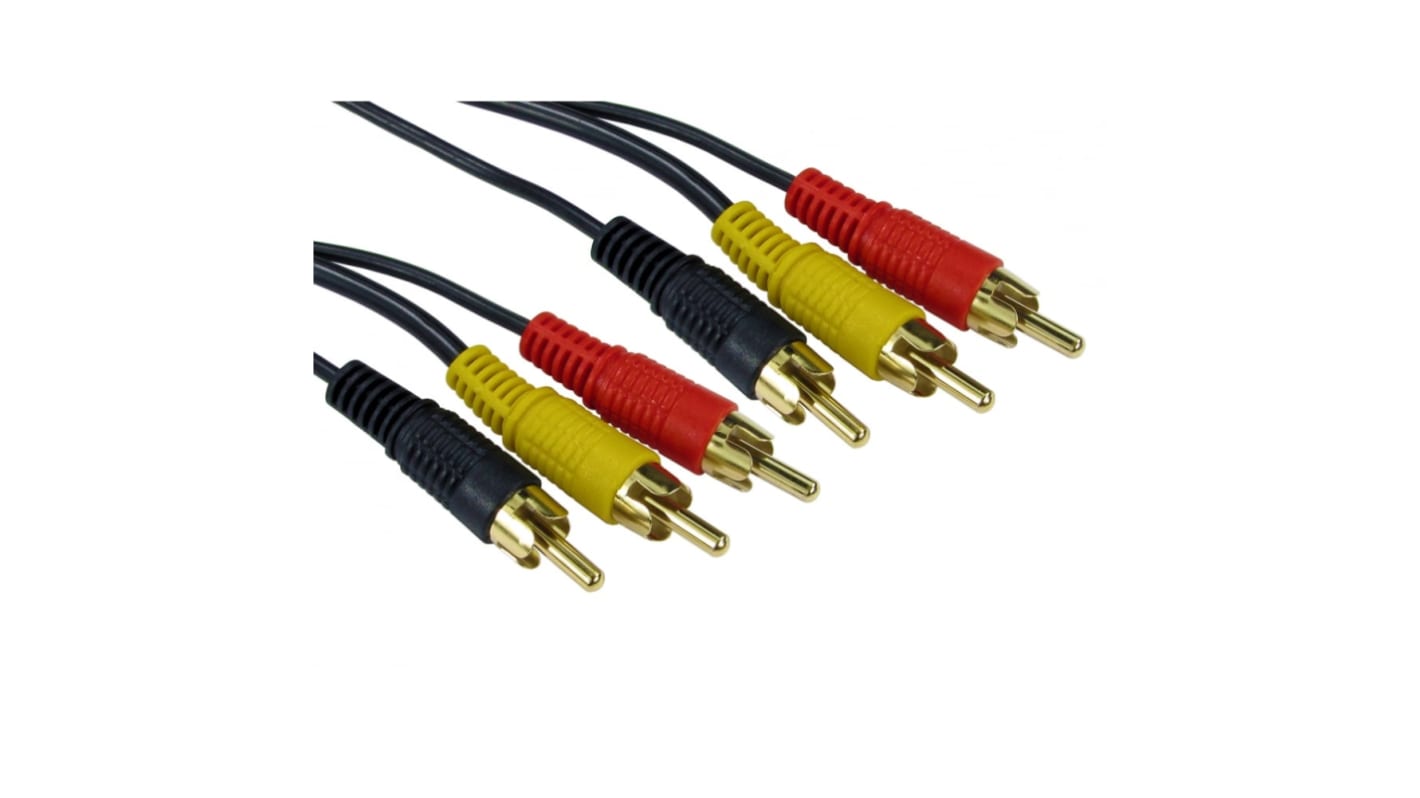 RS PRO Cinch-Kabel, RCA x 3 / RCA x 3 Stecker Stecker L. 500mm Schwarz