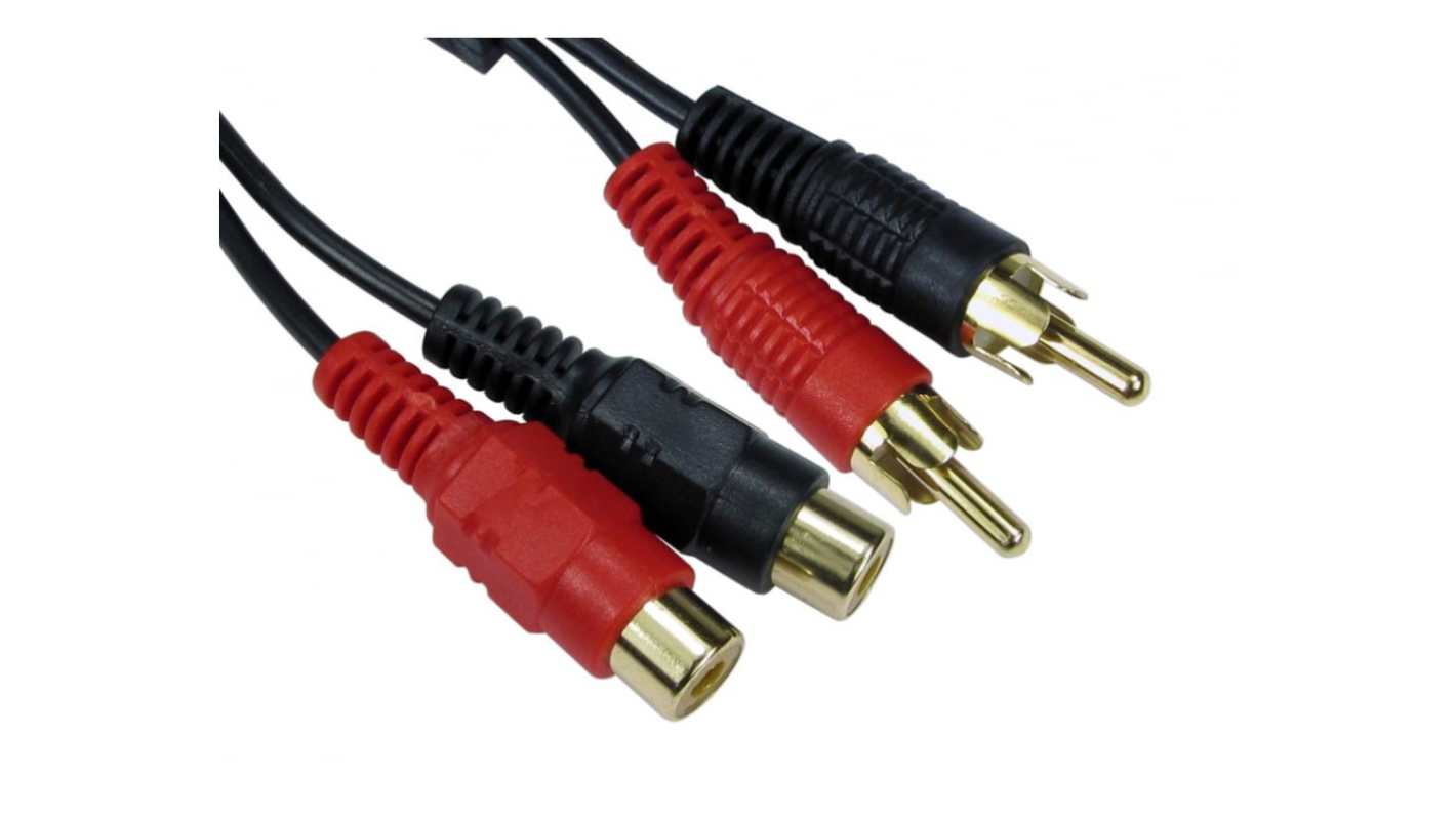 RS PRO Cinch-Kabel, RCA x 2 / RCA x 2 Stecker Buchse L. 3m Schwarz