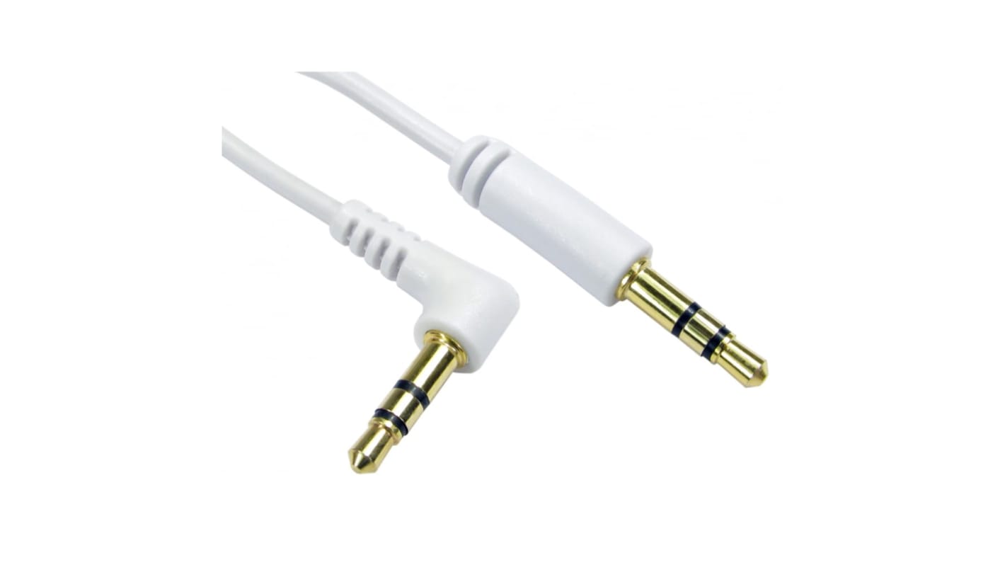 RS PRO Male 3.5mm Stereo Jack to Male 3.5mm Stereo Jack Aux Cable, White, 1m