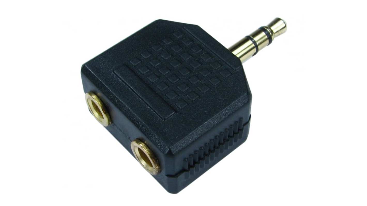 Adaptador de conector A/V RS PRO Recto de 3,5 mm Estéreo Macho a 2 x 3,5 mm hembra estéreo Hembra