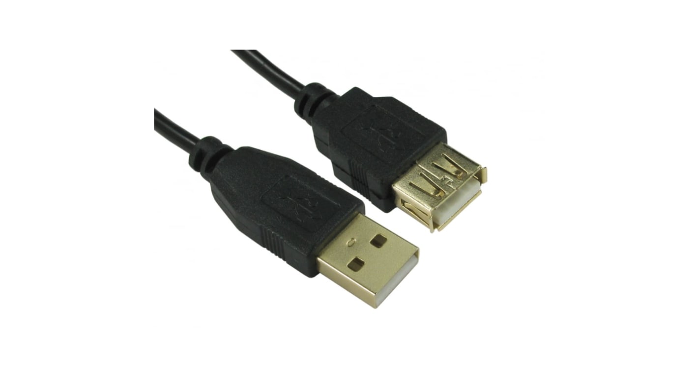 RS PRO USB 2.0, Male USB A to Female USB A, 3m