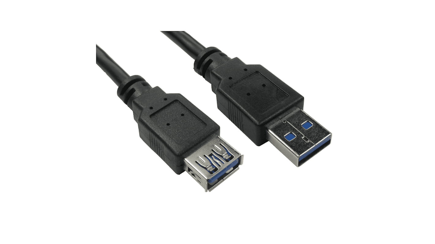 RS PRO USB 3.0 Cable, Male USB A to Female USB A USB Extension Cable, 2m