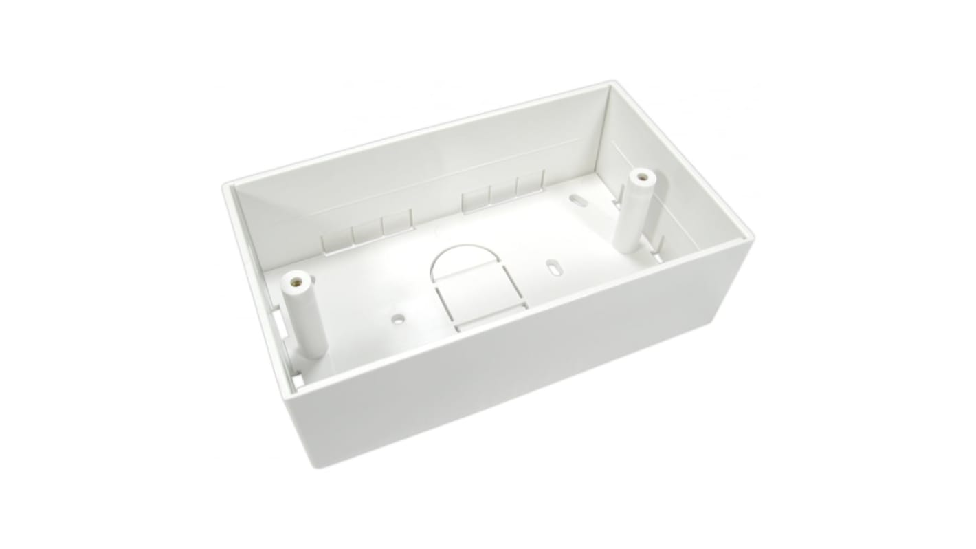 RS PRO White ABS Back Box Surface Mount, 2 Gangs, 145 x 86 x 45mm