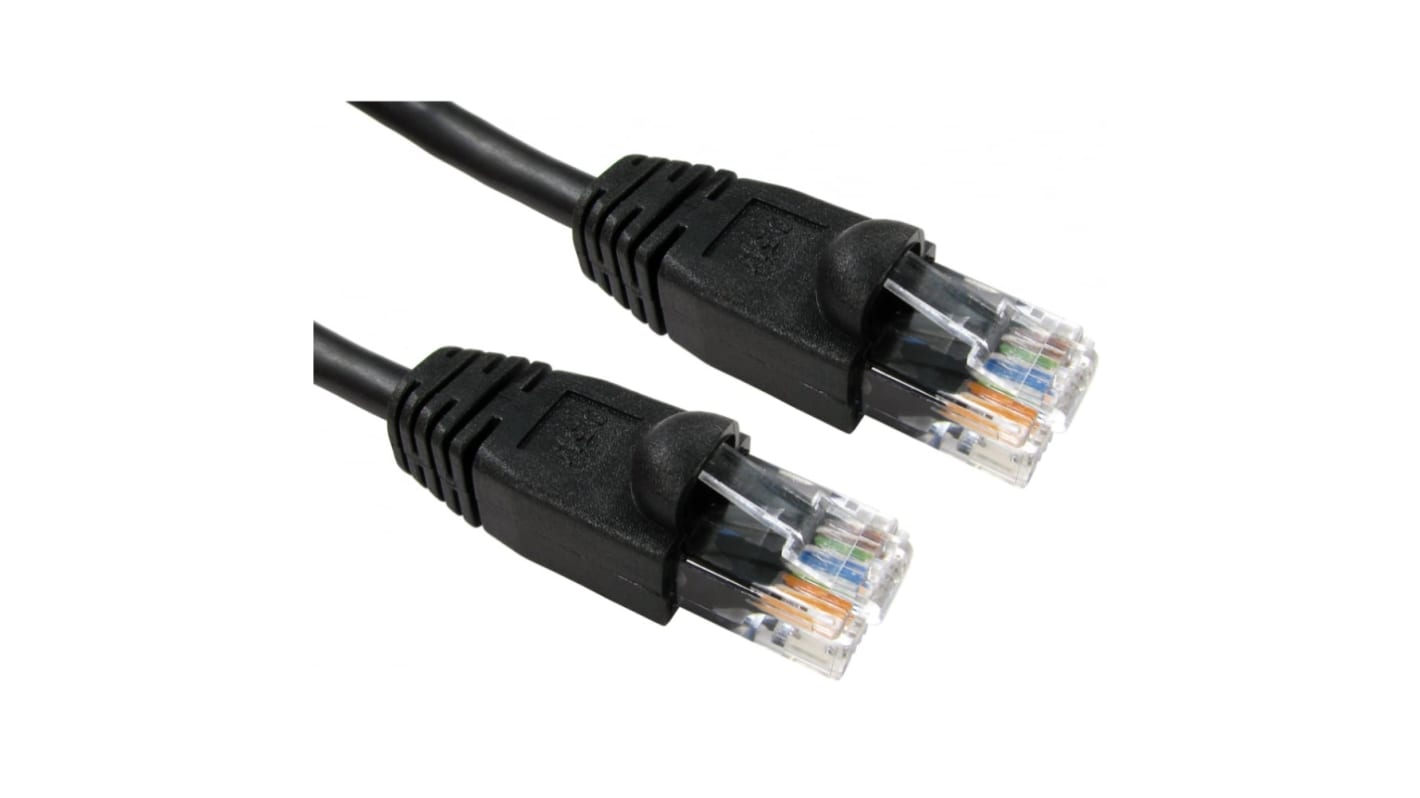 RS PRO, 1m Cat5e, Black RJ45 to Male RJ45 Male, UTPUnshielded, Terminated PVC Sheath