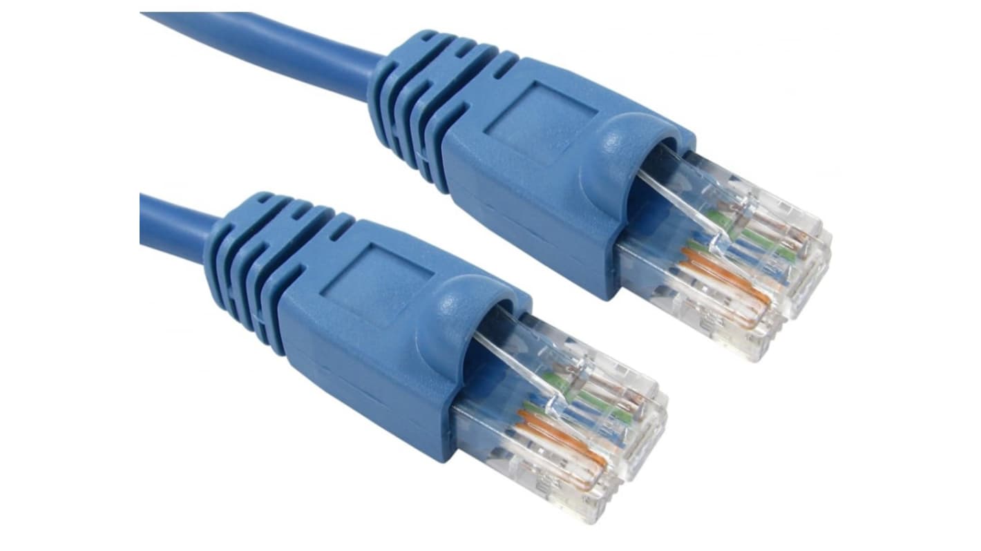 RS PRO, 3m Cat5e, Blue RJ45 to Male RJ45 Male, UTP Unshielded, Terminated PVC Sheath