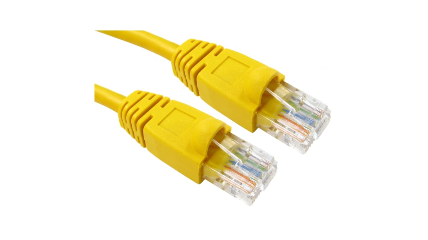 RS PRO, 3m Cat5e, Yellow RJ45 to Male RJ45 Male, UTPUnshielded, Terminated PVC Sheath