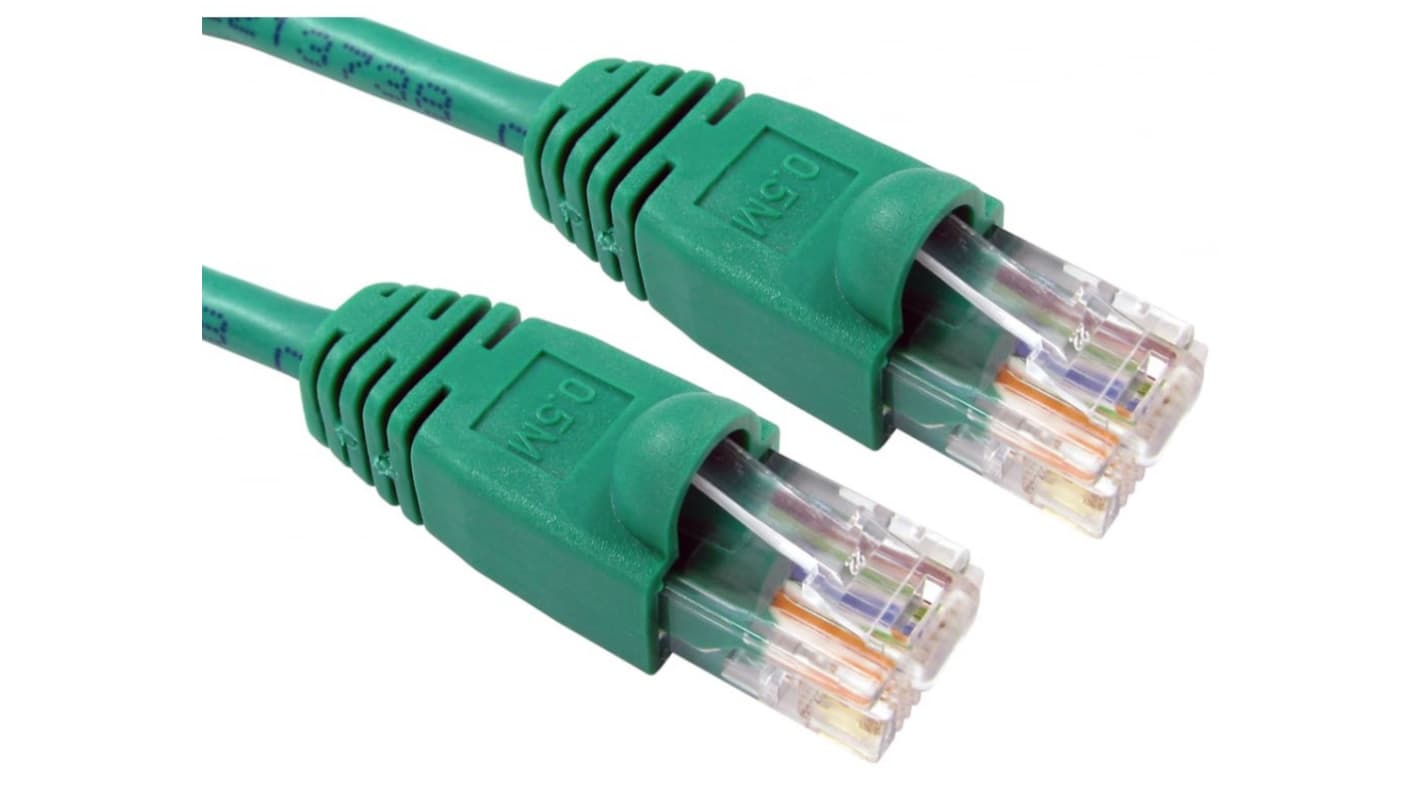 RS PRO, 5m Cat5e, Green RJ45 to Male RJ45 Male, UTP Unshielded, Terminated PVC Sheath