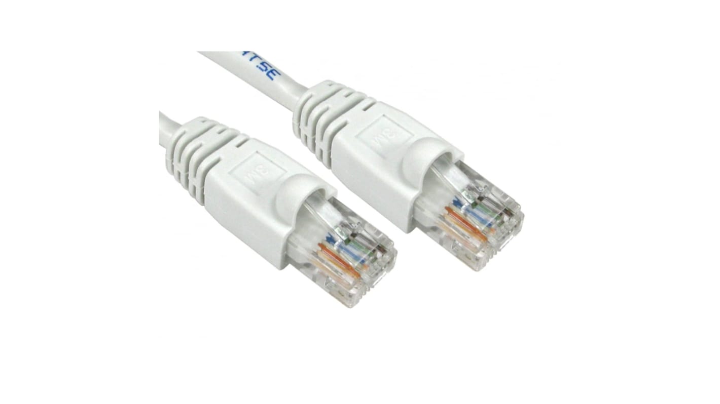 RS PRO, 5m Cat5e, White RJ45 to Male RJ45 Male, UTP Unshielded, Terminated PVC Sheath