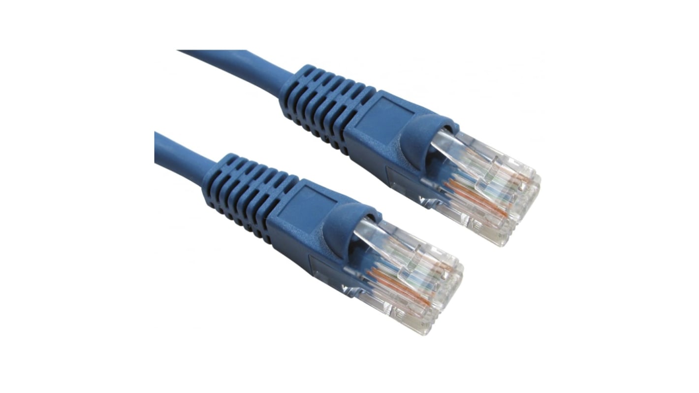 RS PRO Cat5e Straight Male RJ45 to Straight Male RJ45 Ethernet Cable, UTP, Blue LSZH Sheath, 500mm, Low Smoke Zero