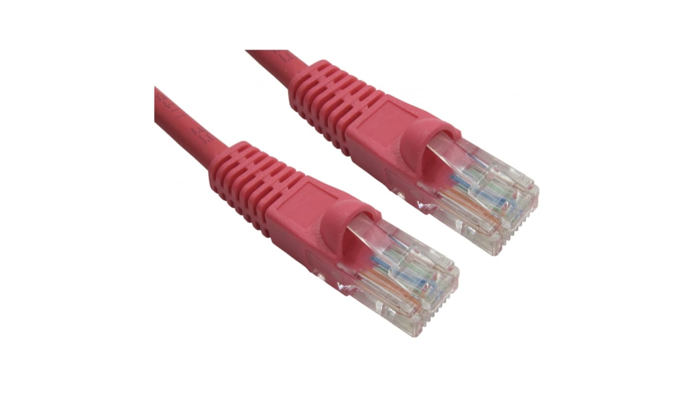 RS PRO Cat5e Straight Male RJ45 to Straight Male RJ45 Ethernet Cable, UTP, Red LSZH Sheath, 500mm, Low Smoke Zero