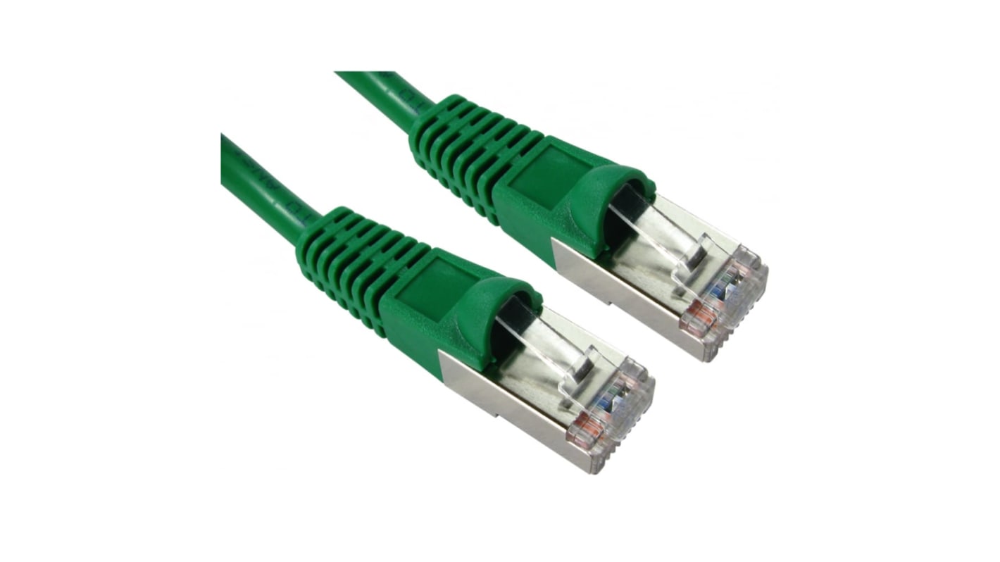 RS PRO, 500mm Cat5e, Green RJ45 to Male RJ45 Male, FTPUnshielded, Terminated PVC Sheath