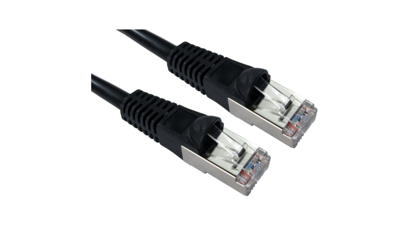 RS PRO, 500mm Cat5e, Black RJ45 to Male RJ45 Male, FTPUnshielded, Terminated PVC Sheath