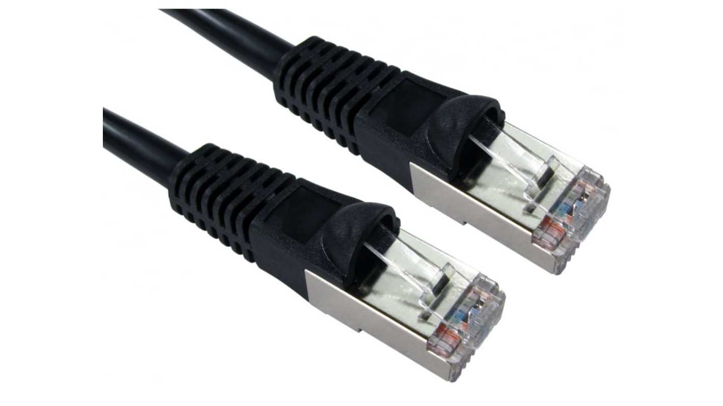RS PRO, 1m Cat5e, Black RJ45 to Male RJ45 Male, FTP Shielded, Terminated PVC Sheath