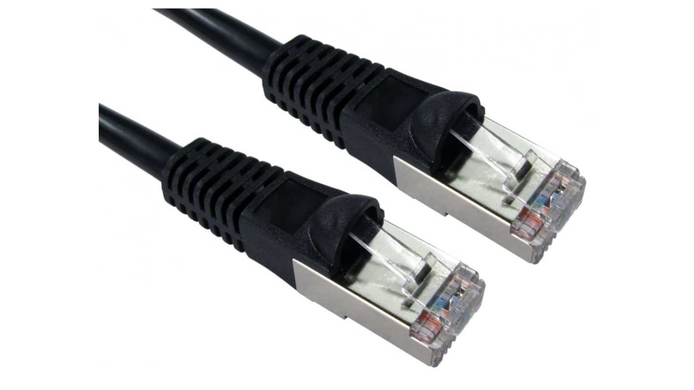 RS PRO, 1m Cat5e, Black RJ45 to Male RJ45 Male, FTPShielded, Terminated PVC Sheath