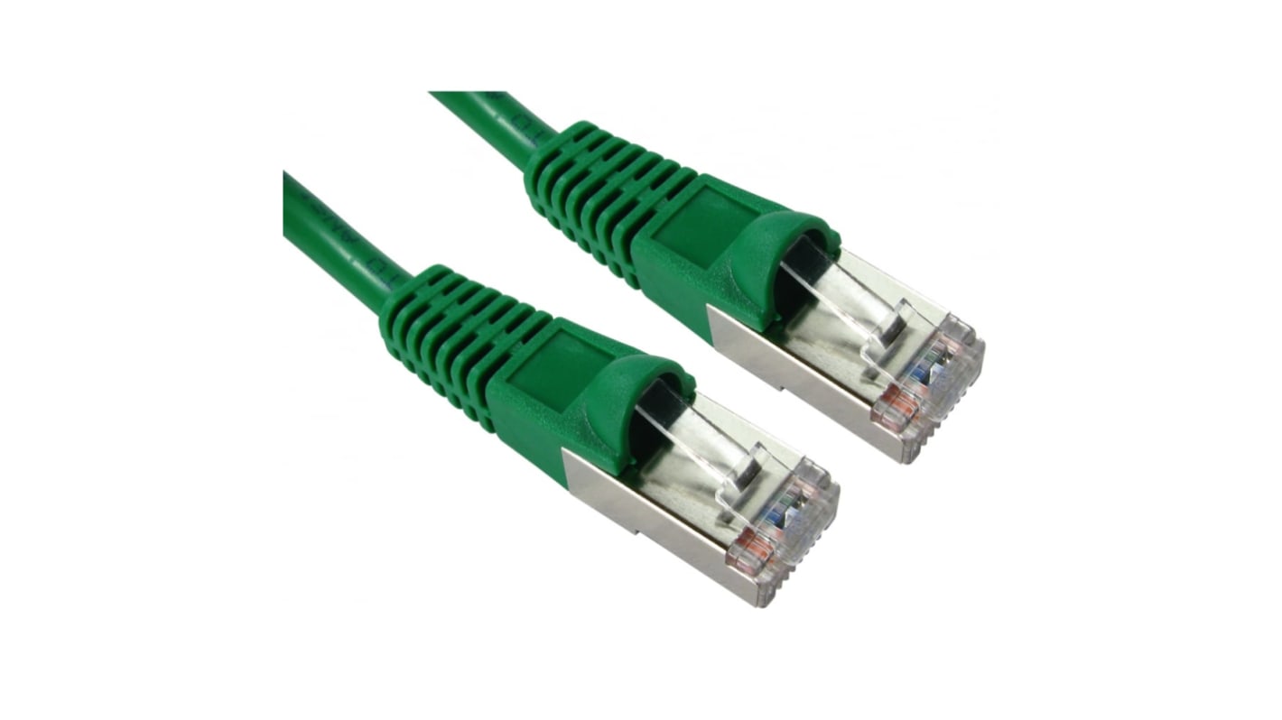 RS PRO, 2m Cat5e, Green RJ45 to Male RJ45 Male, FTP Shielded, Terminated PVC Sheath