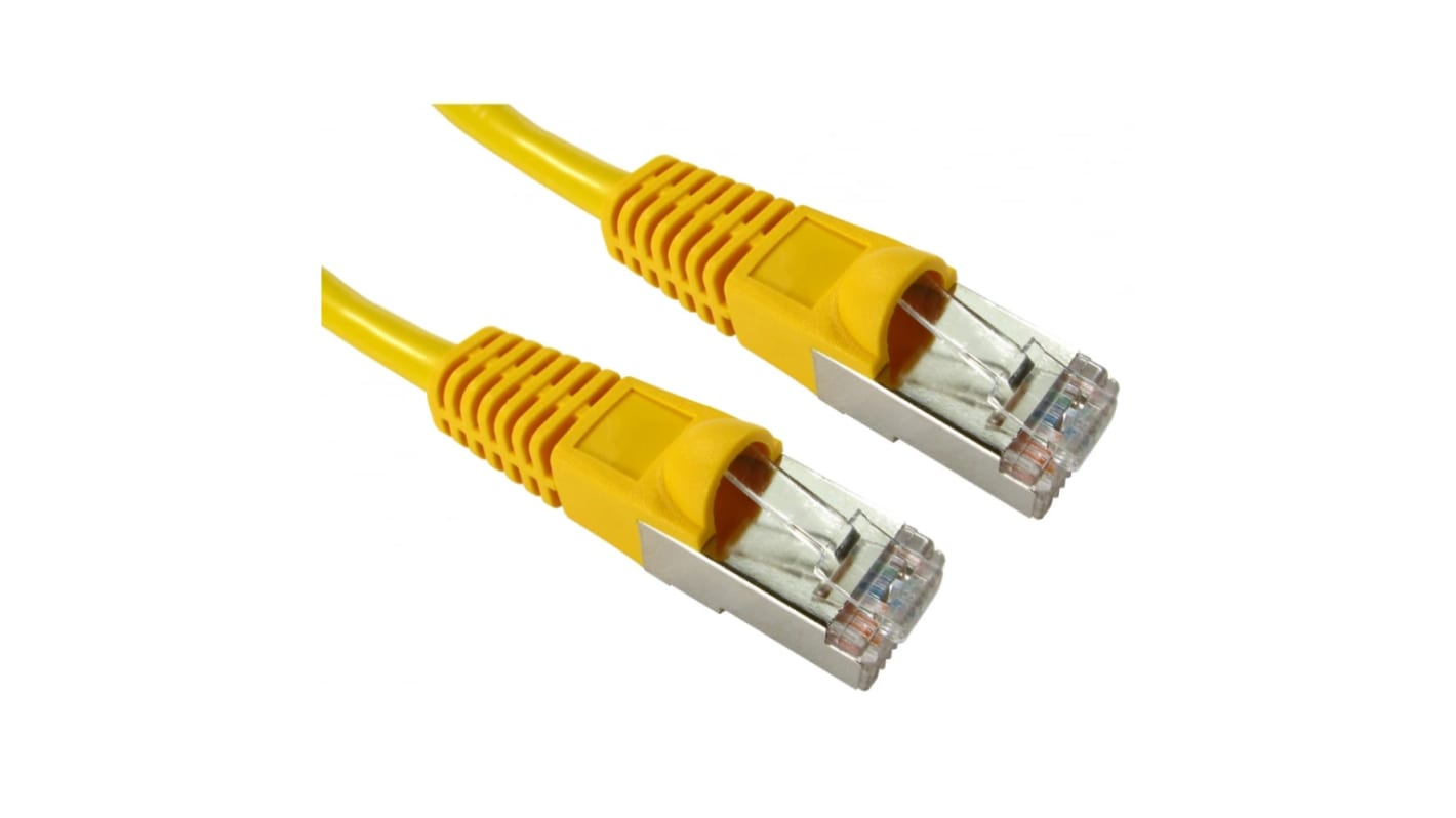 RS PRO, 2m Cat5e, Yellow RJ45 to Male RJ45 Male, FTP Shielded, Terminated PVC Sheath