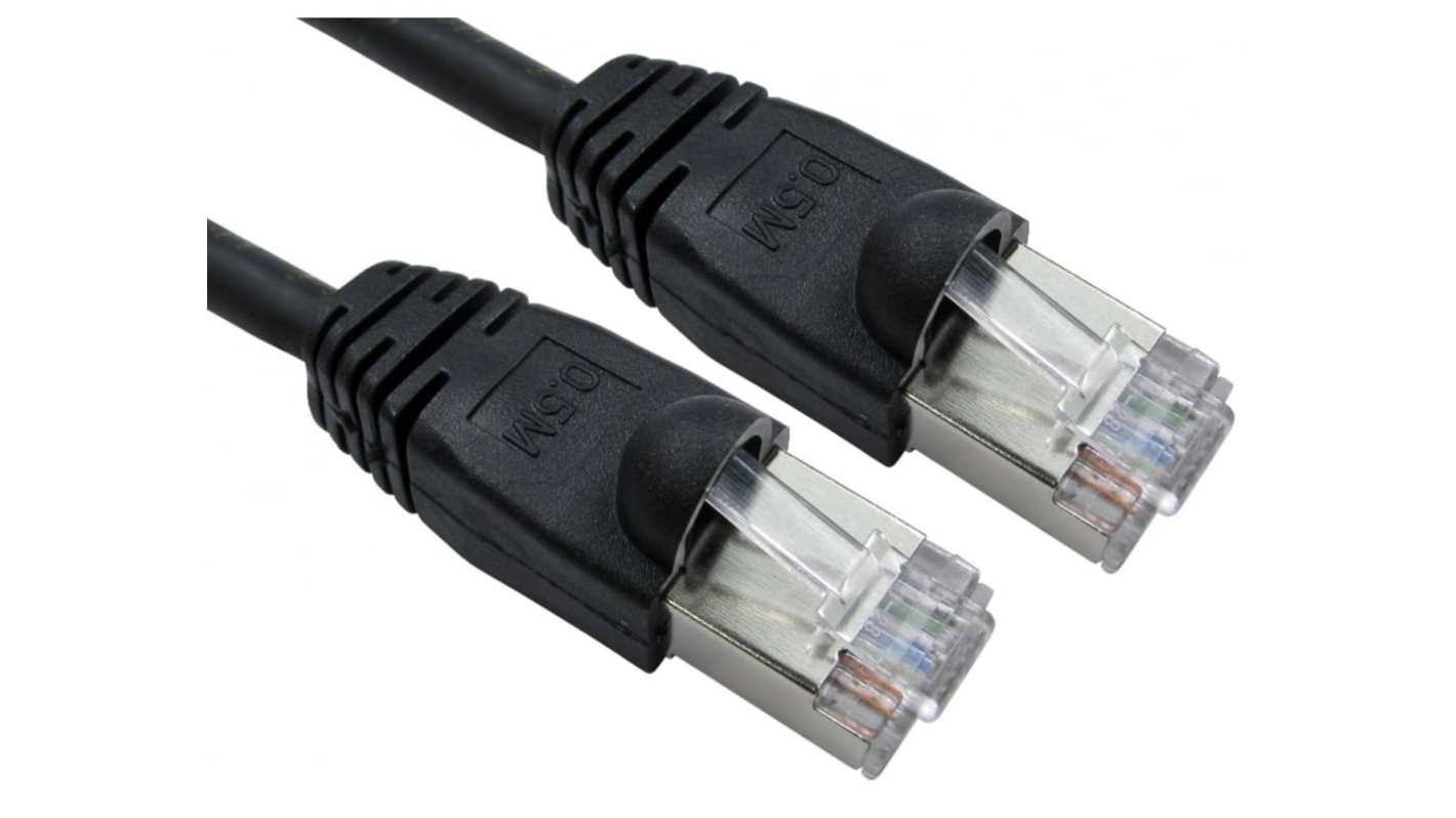 RS PRO, 3m Cat6, Black RJ45 to Male RJ45 Male, FTP Shielded, Terminated LSZH Sheath