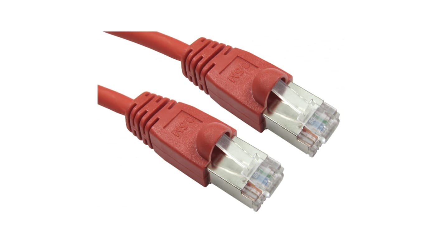 RS PRO, 20m Cat6, Red RJ45 to Male RJ45 Male, FTP Shielded, Terminated LSZH Sheath