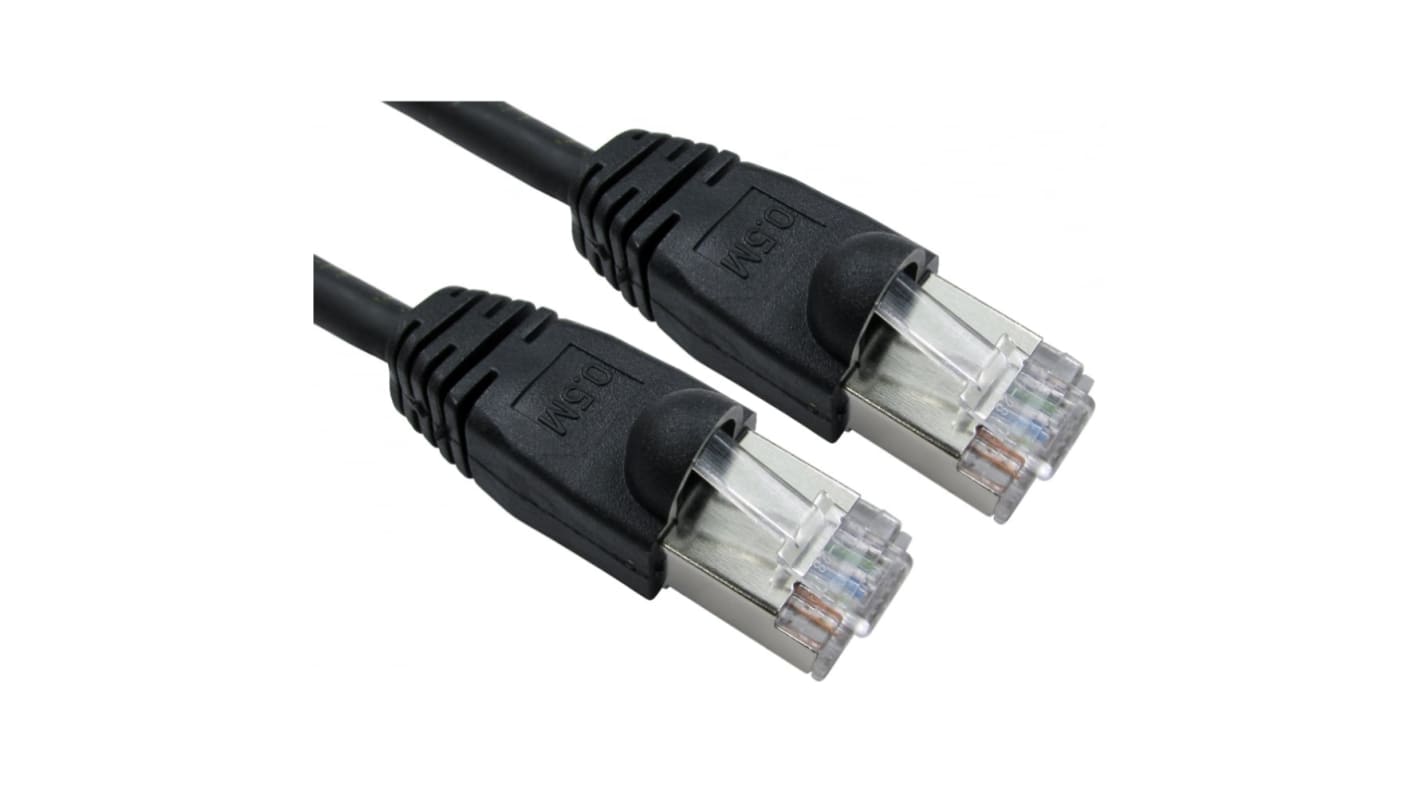 RS PRO, 30m Cat6, Black RJ45 to Male RJ45 Male, FTPShielded, Terminated LSZH Sheath