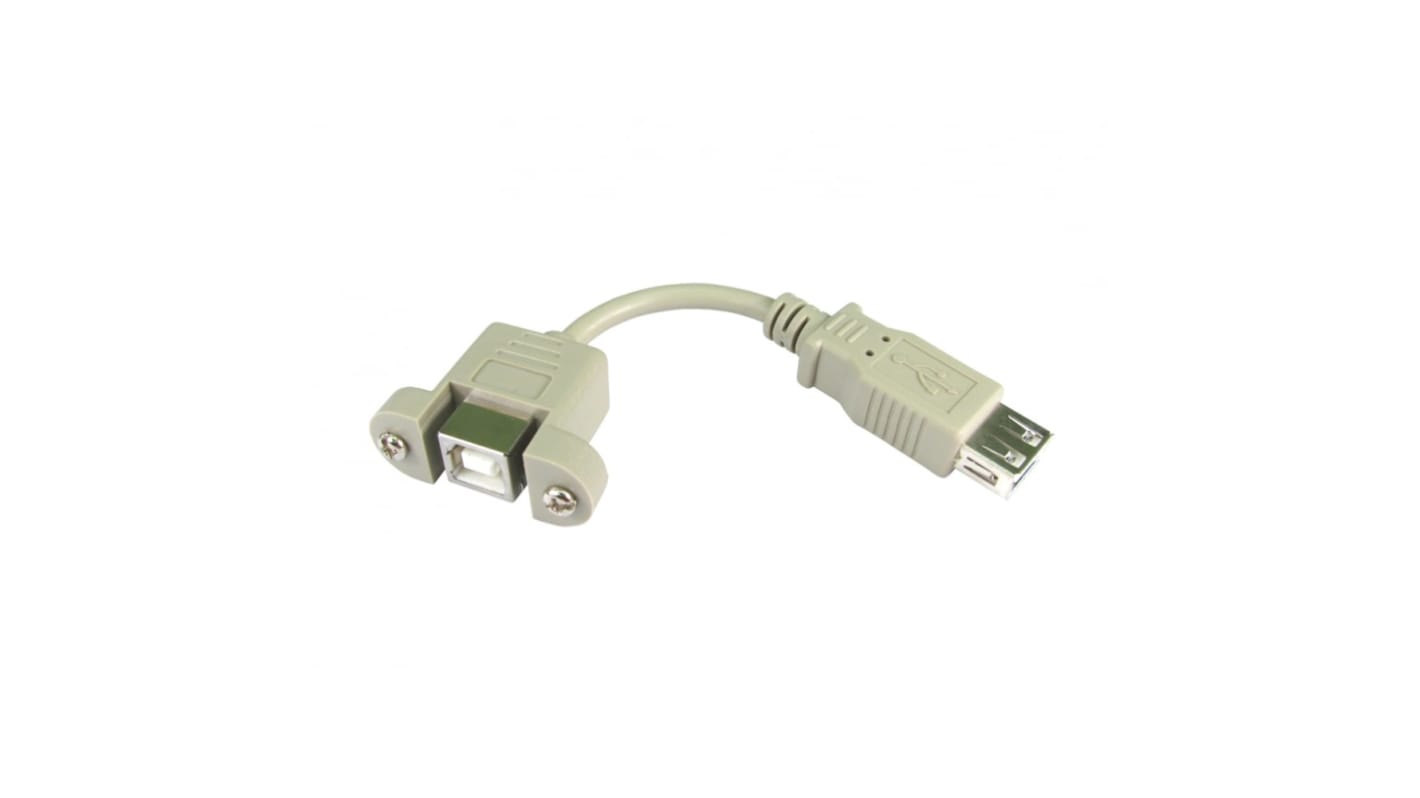 RS PRO USB 2.0, Male USB A to Female USB B, 120mm