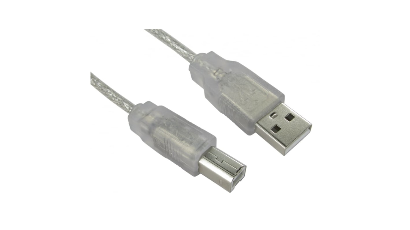 Kabel USB Złącze A USB A Złącze B USB B dł. 5m Przewód przedłużający USB USB 2.0 kolor: Bezbarwny