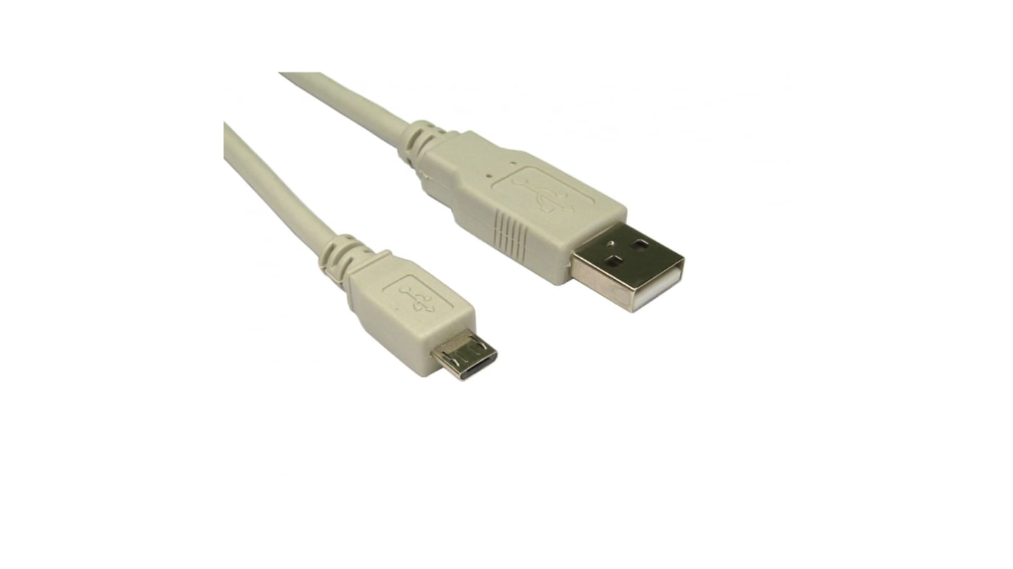 RS PRO USB 2.0, Male USB A to Male Micro USB B, 1.8m