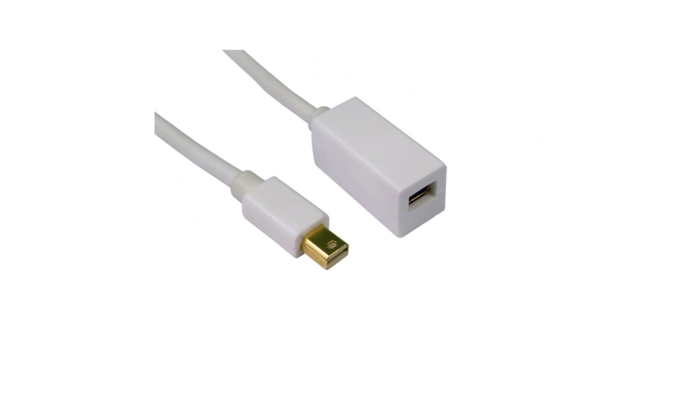 RS PRO Male Mini DisplayPort to Female Mini DisplayPort, PVC  Cable, 3m