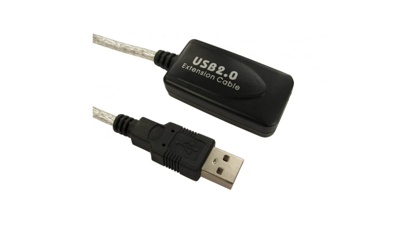 RS PRO USB 2.0, Male USB A to Female USB A, 5m