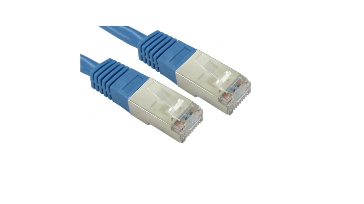 RS PRO Cat5e Straight Male RJ45 to Straight Male RJ45 Ethernet Cable, FTP, Blue PVC Sheath, 500mm