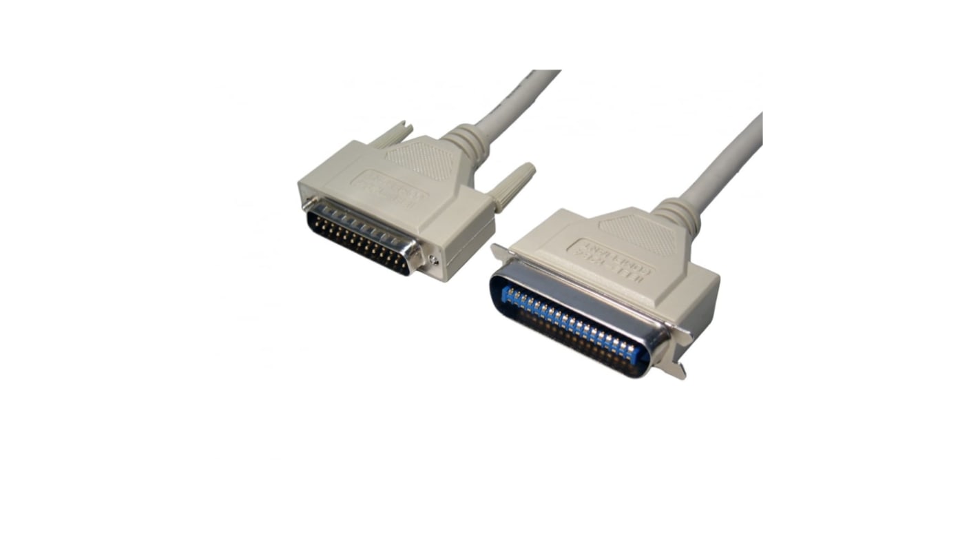 RS PRO 并口线, 5m, 灰色, 25 针 D-sub转Centronics