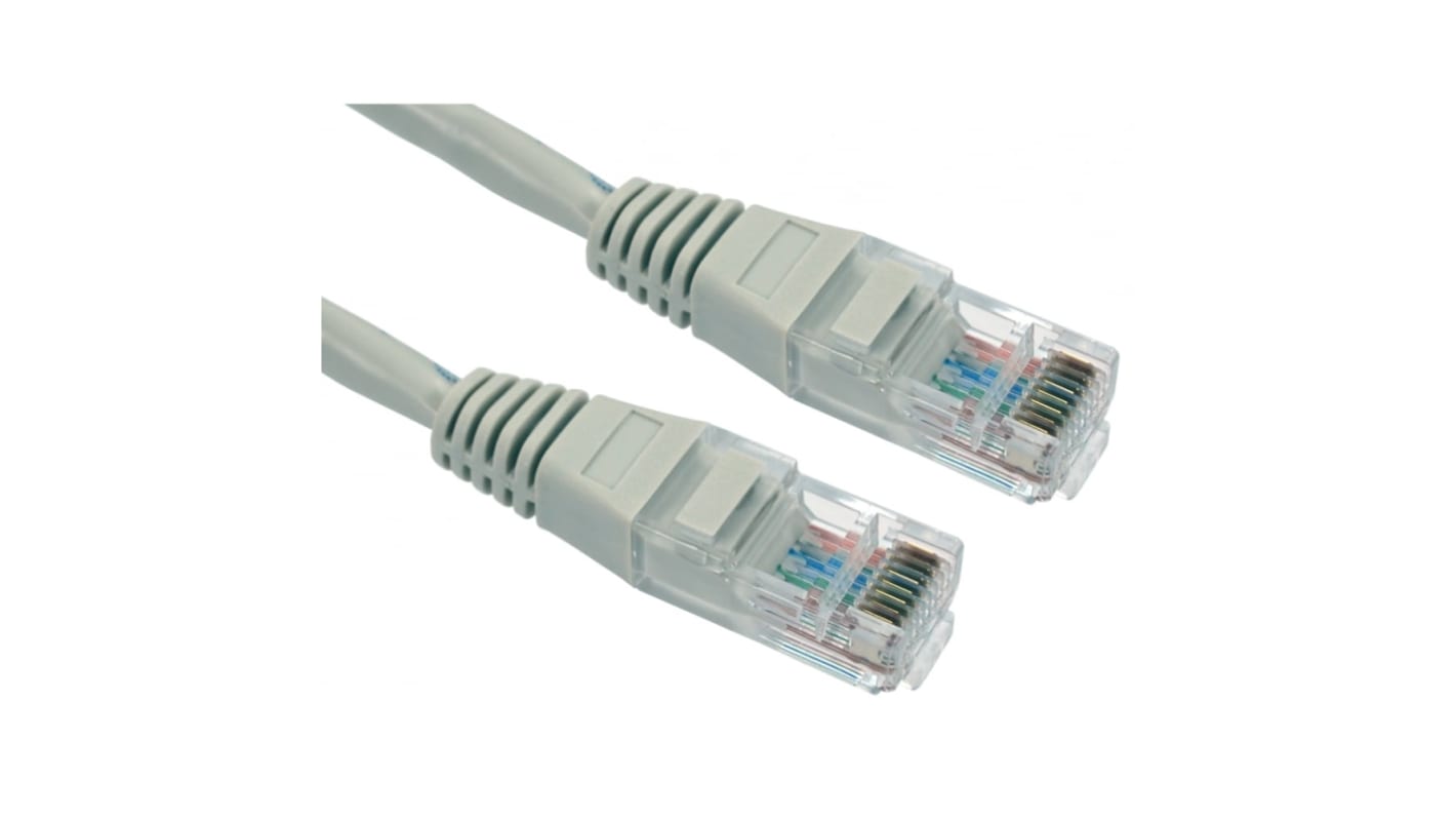 RS PRO, 250mm Cat5e, Grey RJ45 to Male RJ45 Male, UTP Unshielded, Terminated PVC Sheath