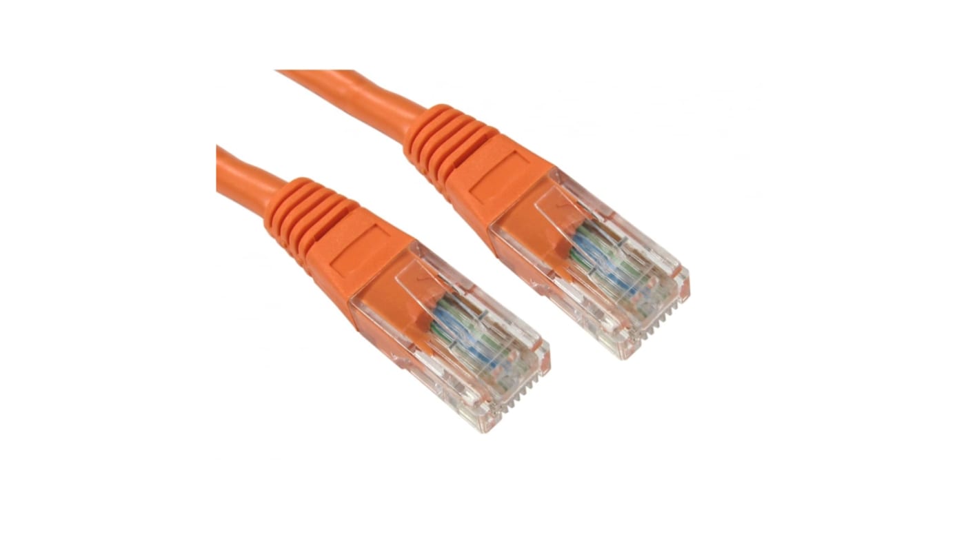 RS PRO, 250mm Cat5e, Orange RJ45 to Male RJ45 Male, UTP Unshielded, Terminated PVC Sheath