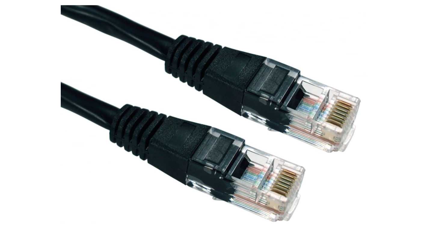 RS PRO, 0.2m Cat5e, Black RJ45 to Male RJ45 Male, UTP Unshielded, Terminated PVC Sheath