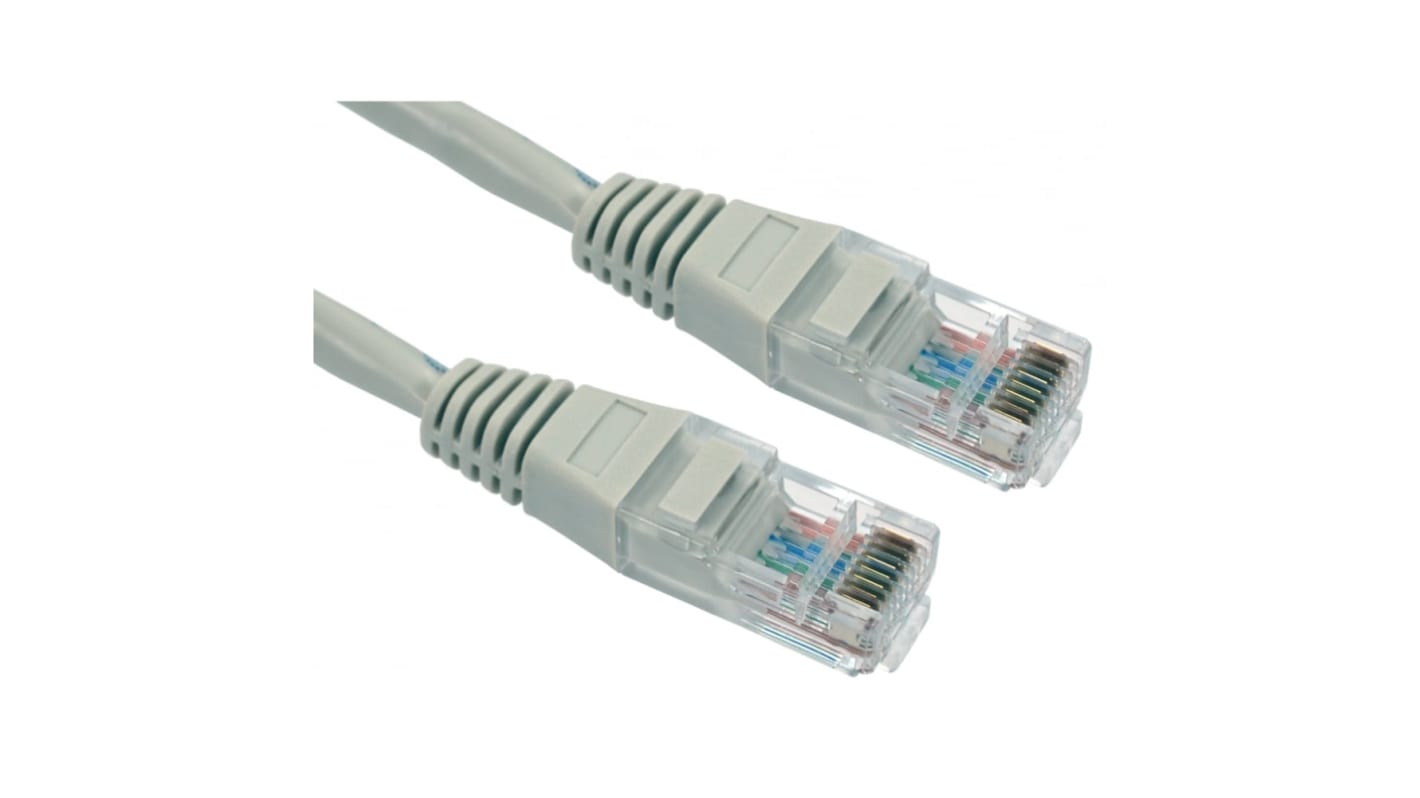 RS PRO Cat5e Straight Male RJ45 to Straight Male RJ45 Ethernet Cable, UTP, Grey PVC Sheath, 1m