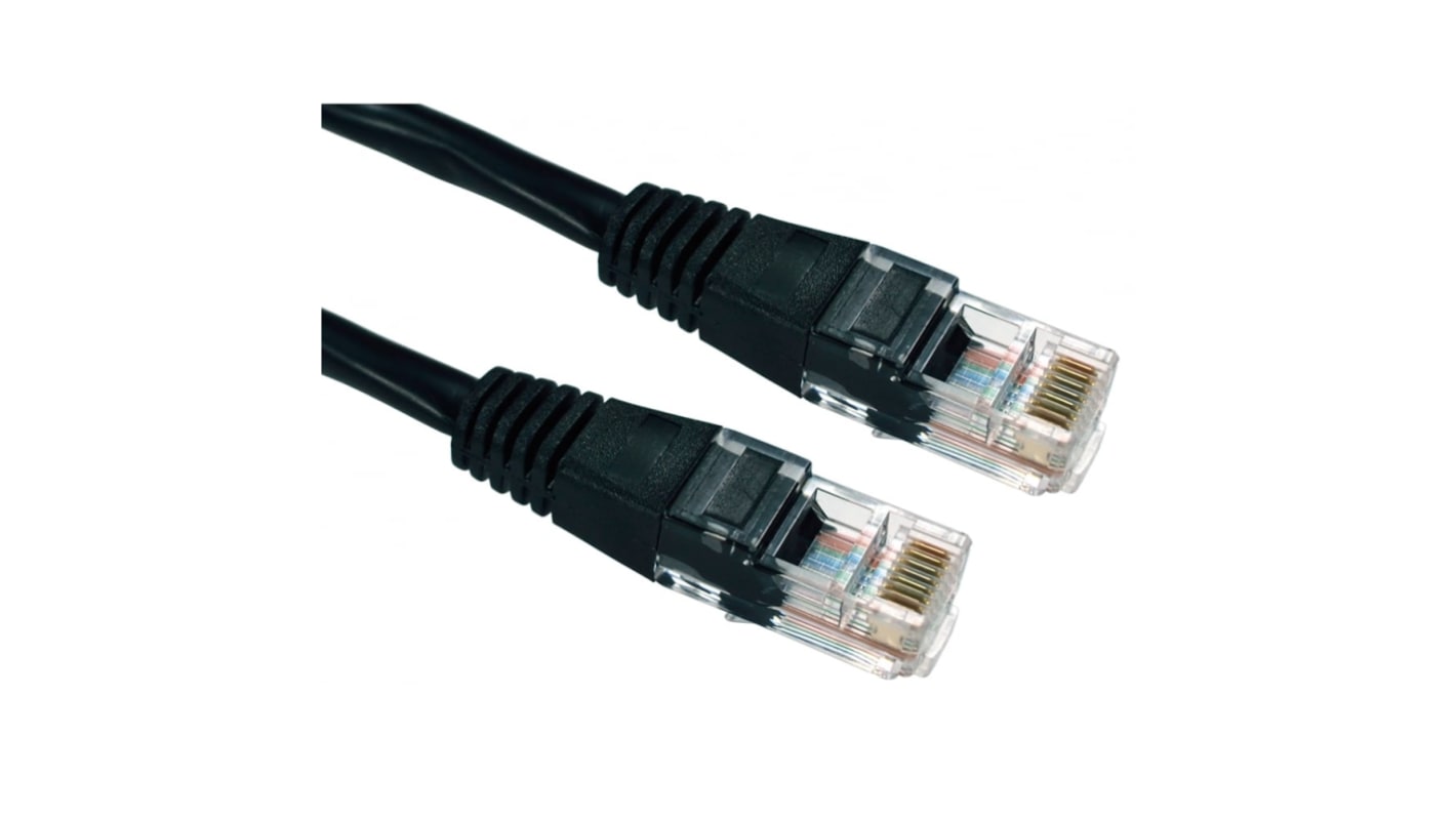 RS PRO, 1.5m Cat5e, Black RJ45 to Male RJ45 Male, UTPUnshielded, Terminated PVC Sheath