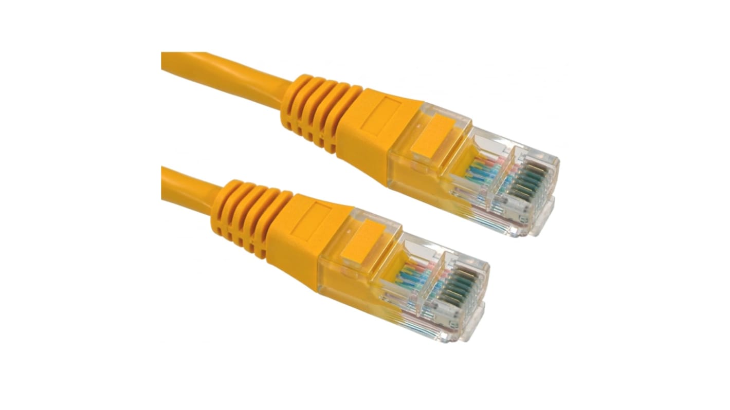 RS PRO Cat5e Straight Male RJ45 to Straight Male RJ45 Ethernet Cable, UTP, Yellow PVC Sheath, 1.5m