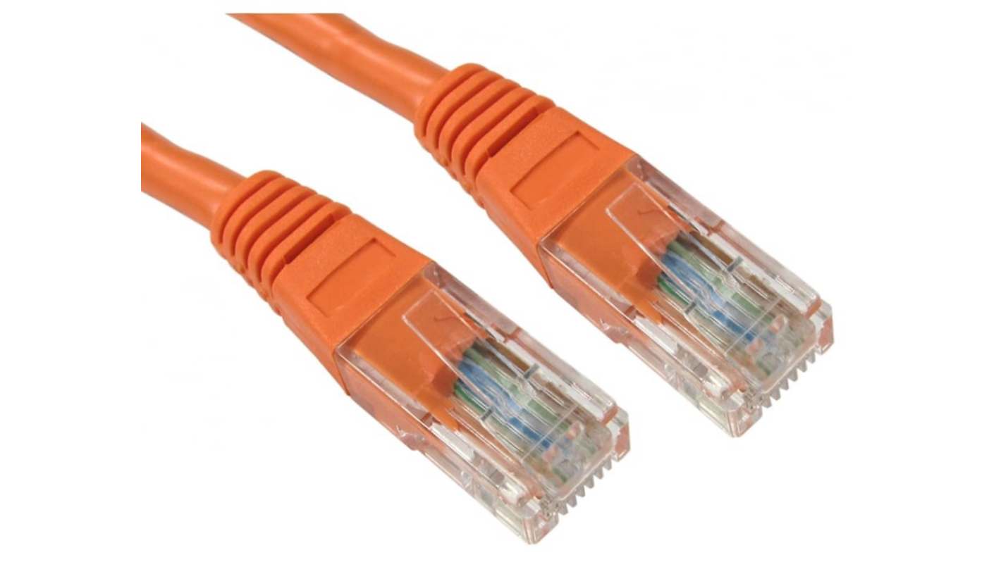 RS PRO, 1m Cat5e, Orange RJ45 to Male RJ45 Male, UTP Unshielded, Terminated PVC Sheath