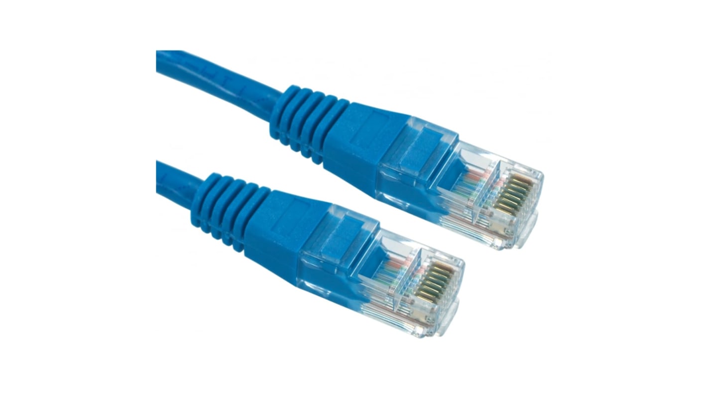 RS PRO Cat5e Straight Male RJ45 to Straight Male RJ45 Ethernet Cable, UTP, Blue PVC Sheath, 1m